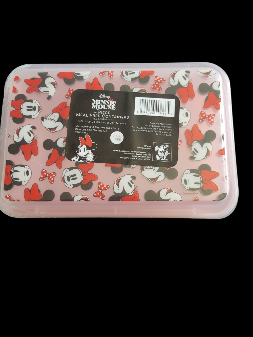 Disney Minnie Mouse Pink and Red Meal Prep Containers